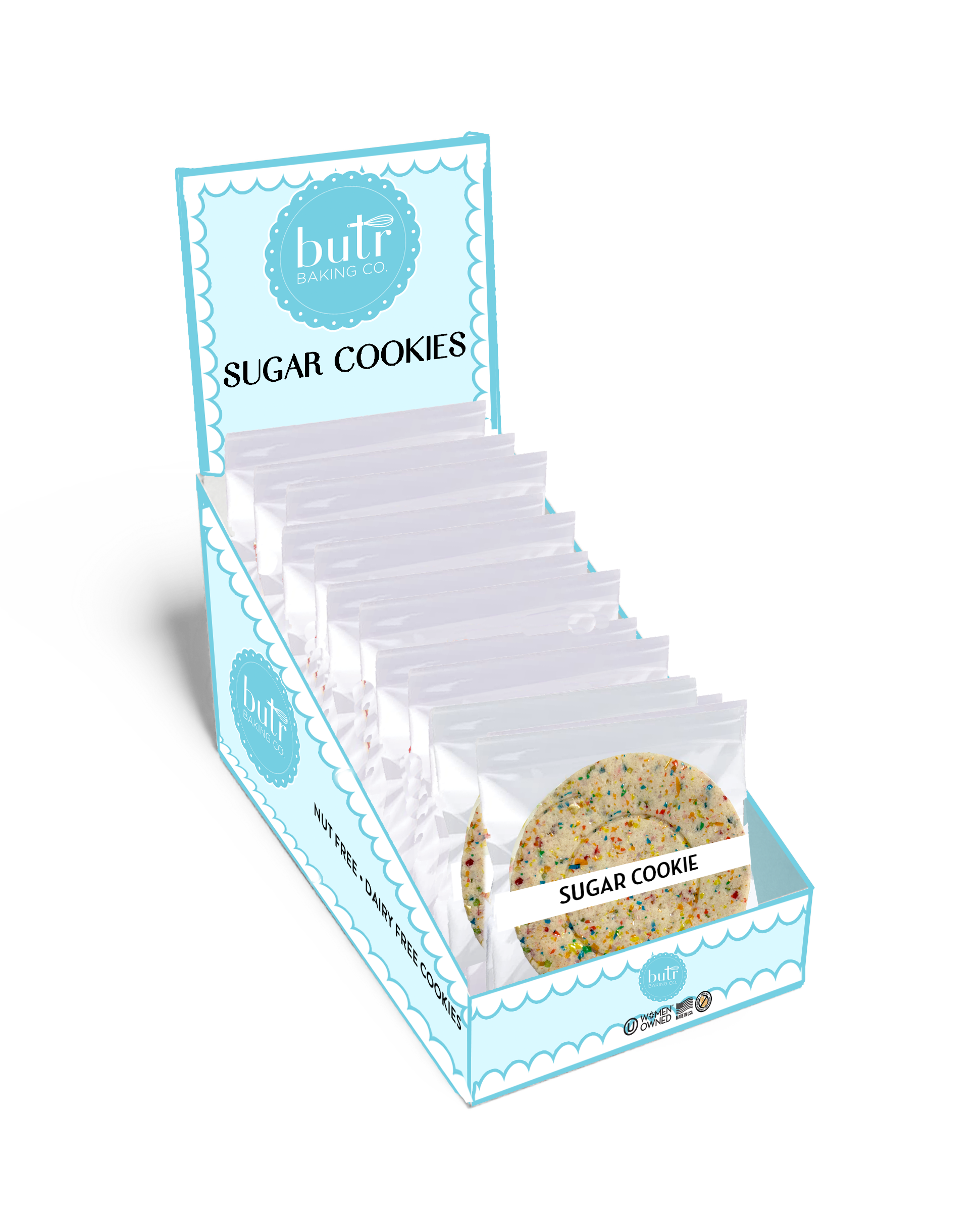 Sugar Display RAINBOW GLITTER DOUGH 10 CT. MINI SUGAR COOKIE DISPLAY – Butr Baking Co